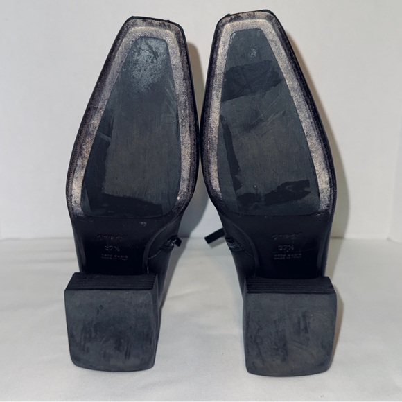 EUC Marsèll Pannelletto Black Leather Ankle Boots Square Point Toe Block Heel - Picture 7 of 8